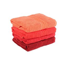 Sada 4 červených bavlněných ručníků Rainbow, 50 x 90 cm