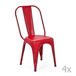 Sada 4 červených kovových jídelních židlí Interlink Aix
