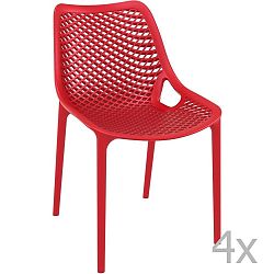 Sada 4 červených zahradních židlí Resol Grid Simple