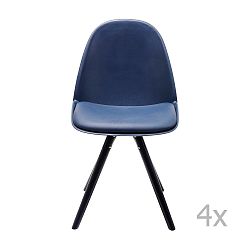 Sada 4 modrých jídelních židlí s nožičkami z jasanového dřeva Kare Design Candy