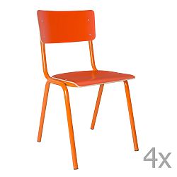 Sada 4  oranžových židlí Zuiver Back to School
