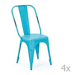 Sada 4 tyrkysových kovových jídelních židlí Interlink Aix