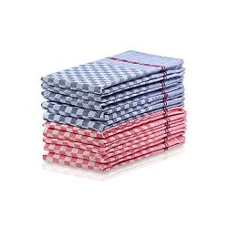 Sada 5 modrých a 5 červených bavlněných utěrek DecoKing Checkered