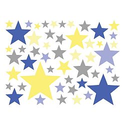 Sada 50 nástěnných samolepek Ambiance Stars Blue and Yellow