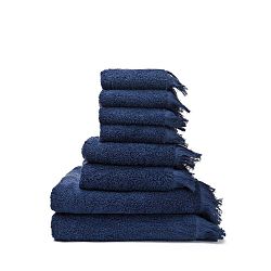 Sada 6 námořnicky modrých ručníků a 2 osušek ze 100% bavlny Bonami