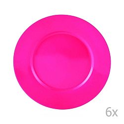 Sada 6 tmavě růžových porcelánových talířů Efrasia