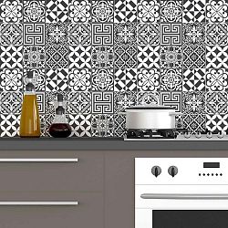 Sada 60 nástěnných samolepek Ambiance Wall Decal Tiles Traditional Shade of Gray, 15 x 15 cm