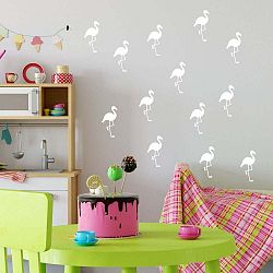 Sada bílých samolepek na zeď North Carolina Scandinavian Home Decors Flamingo
