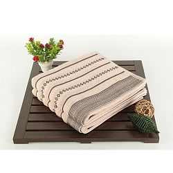 Sada dvou ručníků s pruhovaným vzorem v hnědé a pudrové barvě Nature Touch, 90 x 50 cm