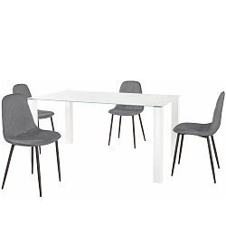 Sada jídelního stolu a 4 šedých židlí Støraa Dante, délka stolu 160 cm