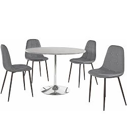 Sada kulatého jídelního stolu a 4 šedých židlí Støraa Terri Concrete