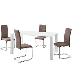 Sada stolu a 4 hnědých židlí Støraa Naral