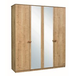 Šatní skříň s 2 zrcadly Mocha 4 Doors Wardrobe