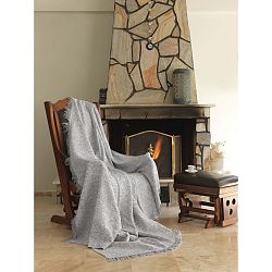 Šedá bavlněná deka Linen, 170 x 220 cm