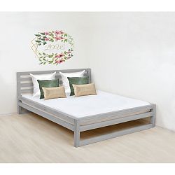 Šedá dřevěná dvoulůžková postel Benlemi DeLuxe, 190 x 160 cm