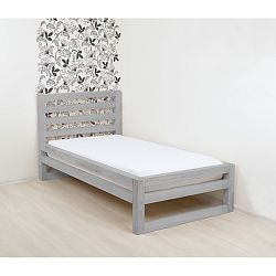 Šedá dřevěná jednolůžková postel Benlemi DeLuxe, 200 x 120 cm