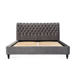 Šedá postel z bukového dřeva s černými nohami Vivonita Allon, 160 x 200 cm