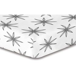 Šedo-bílé elastické prostěradlo se vzorem DecoKing Lucky, 220 x 200 cm