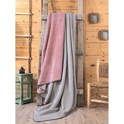 Šedo-růžová deka Mily, 200 x 220 cm