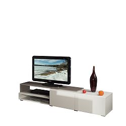 Šedohnědý televizní stolek s bílými zásuvkami Symbiosis Albert, šířka 168 cm