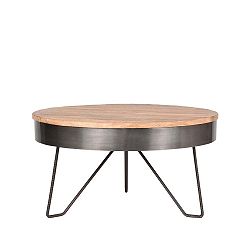 Šedý odkládací stolek s deskou z mangového dřeva LABEL51 Saran, ⌀ 80 cm