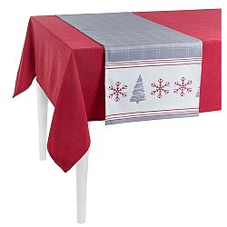Šedý vánoční běhoun na stůl Apolena Honey Snowflakes, 40 x 140 cm
