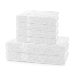 Set 2 bílých osušek a 4 ručníků DecoKing Bamby