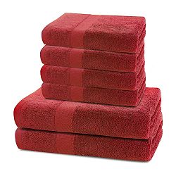Set 2 červených osušek a 4 ručníků DecoKing Marina
