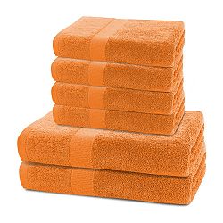 Set 2 oranžových osušek a 4 ručníků DecoKing Marina