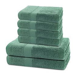 Set 2 zelených osušek a 4 ručníků DecoKing Marina
