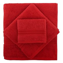 Set 3 červených ručníků z bavlny a osušky Rainbow