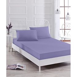 Set fialového elastického prostěradla a 2 povlaků na polštáře na jednolůžko Basso Purple, 160 x 200 cm