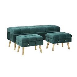 Set lavice a 2 podnožek s úložným prostorem v zelené barvě Mauro Ferretti Glam