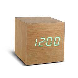 Světle hnědý budík se zeleným LED displejem Gingko Cube Click Clock