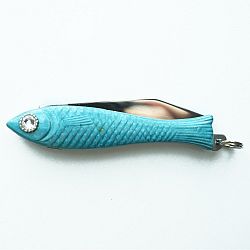 Světle modrý český nožík rybička s krystalem v oku