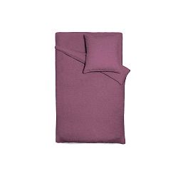 Tmavě fialový lněný přehoz na postel s čtvercovým povlakem na polštář Maison Carezza Lilly, 150 x 200 cm