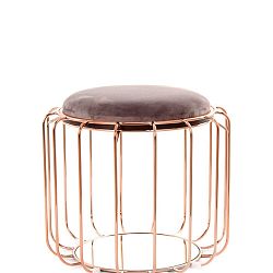 Tmavě fialový odkládací stolek / puf s konstrukcí ve zlaté barvě 360 Living Canny, ⌀ 50 cm