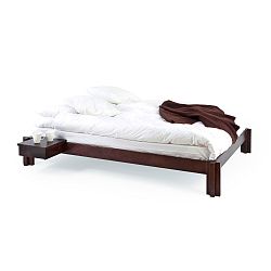 Tmavě hnědá ručně vyráběná postel z masivního březového dřeva Kiteen Mori, 10 x 200 cm 