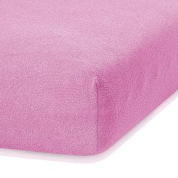Tmavě růžové elastické prostěradlo s vysokým podílem bavlny AmeliaHome Ruby, 200 x 140-160 cm