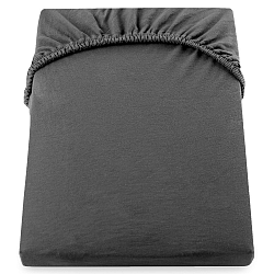 Tmavě šedé elastické bavlněné prostěradlo DecoKing Amber Collection, 120-140 x 200 cm