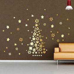 Vánoční samolepky Fanastick Golden Christmas Tree And Stars