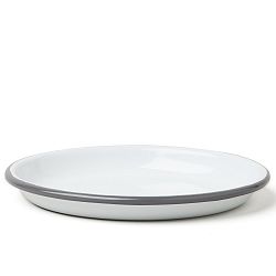 Velký servírovací smaltovaný talíř se šedým okrajem Falcon Enamelware, Ø 14 cm