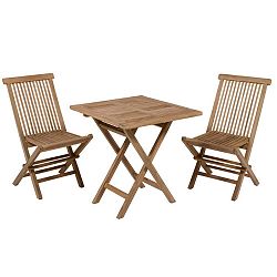 Venkovní stůl s 2 židlemi z teakového dřeva Santiago Pons Salvatore