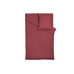 Vínově červený lněný přehoz na postel s čtvercovým povlakem na polštář Maison Carezza Lilly, 200 x 200 cm