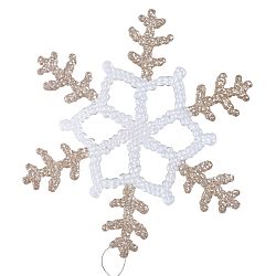 Závěsná dekorace v bílé a béžovozlaté barvě Ewax Snowflake, ⌀ 20 cm