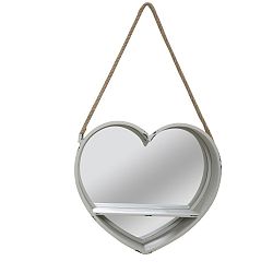 Závěsné zrcadlo ve tvaru srdce s poličkou Mauro Ferretti Love, Ø 43,5 cm