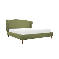 Zelená postel s přírodními nohami Vivonita Windsor, 160 x 200 cm