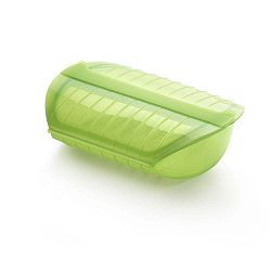 Zelená silikonová nádoba s táckem na vaření v páře pro 3- 4 porce Lékué Steam Case