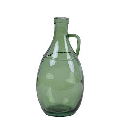 Zelená skleněná váza s uchem z recyklovaného skla Ego Dekor, výška 26 cm