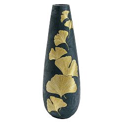 Zelená váza s motivy zlatých listů Kare Design, výška 95 cm